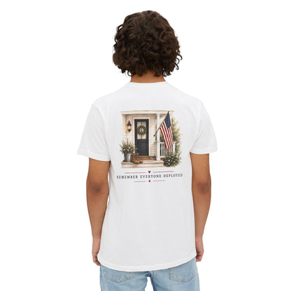 "Remember Everyone Deployed" Patriotic Front Porch Pocket Tee