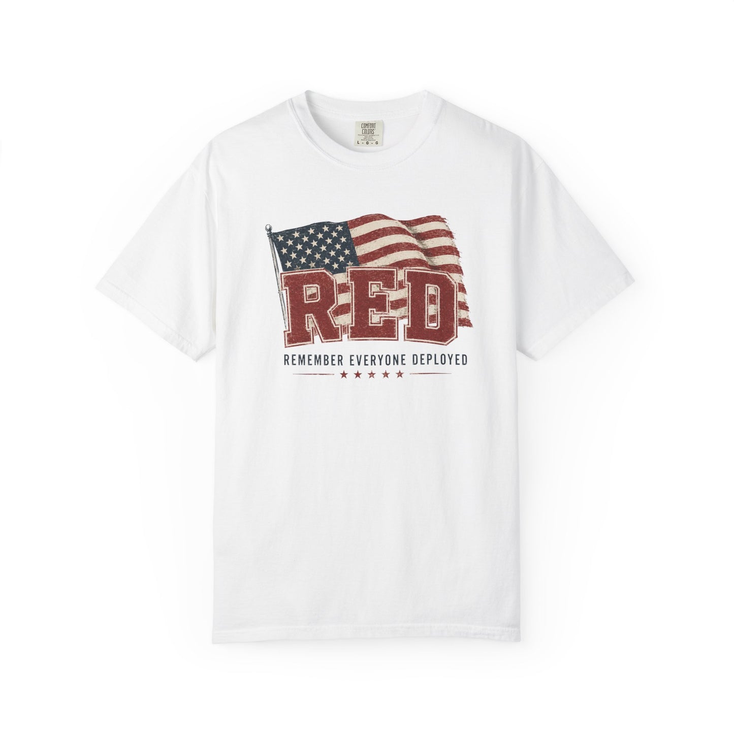 RED “Remember Everyone Deployed” T-Shirt — American Flag Patriotic Tee
