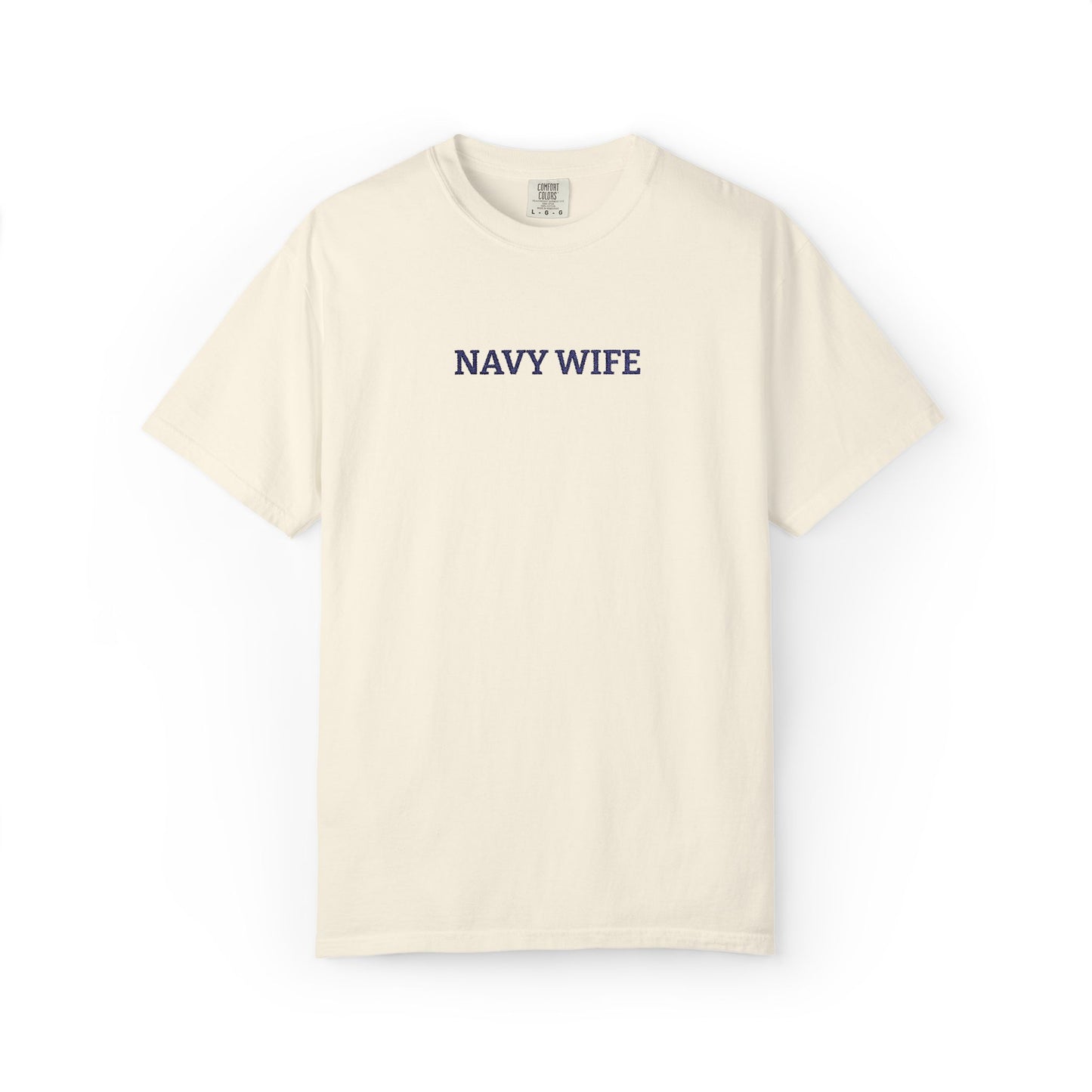 Navy Wife Embroidered T-Shirt —  Military Spouse Tee