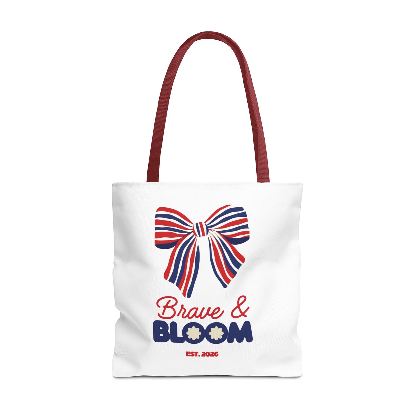 Brave & Bloom Patriotic Bow Tote Bag — Red, White & Blue Floral Accent
