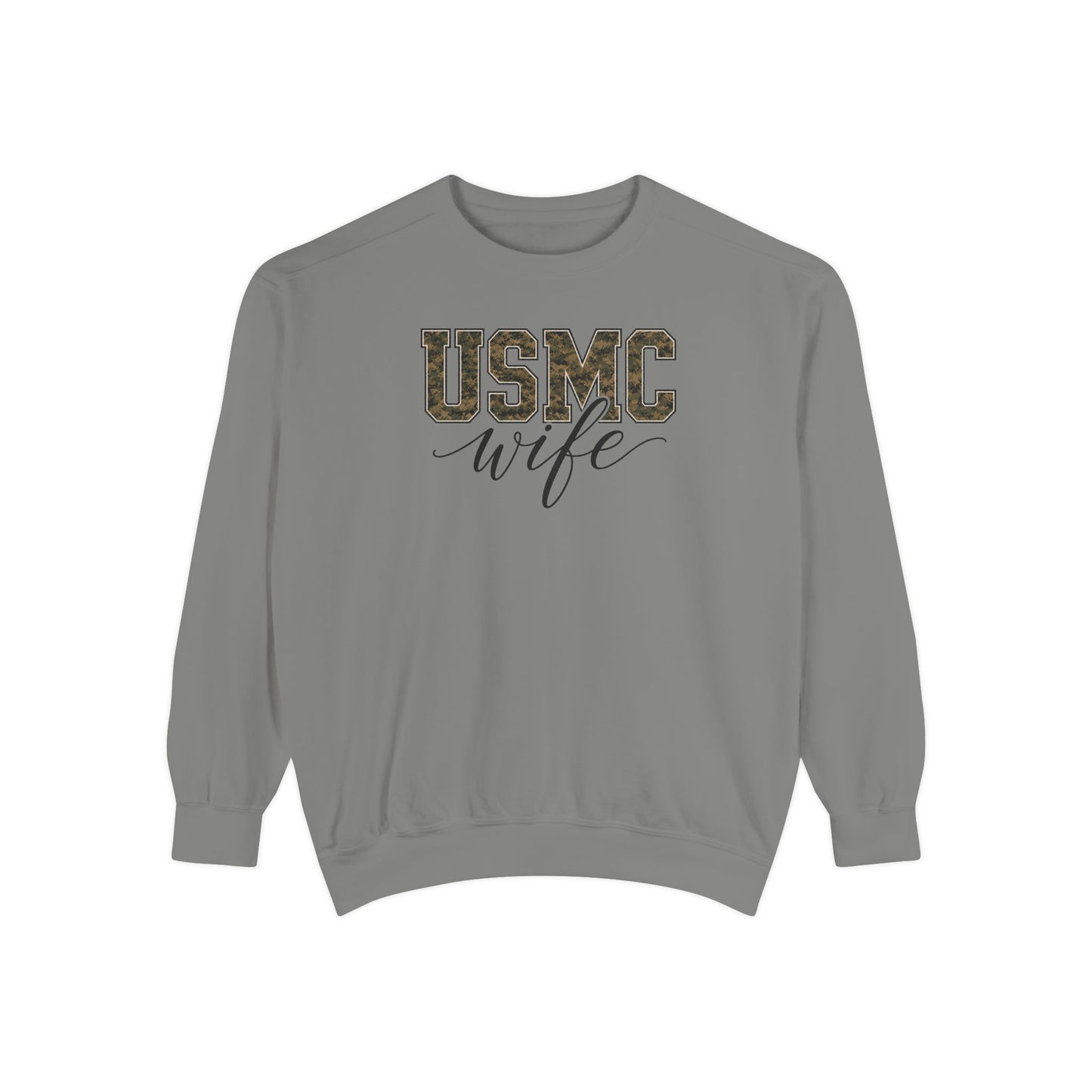 USMC Wife Sweatshirt — Camo Print Military Spouse Crewneck