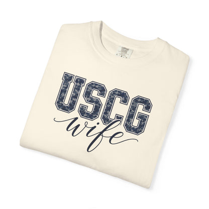 USCG Wife T-Shirt - Camo Print Military Spouse Tee