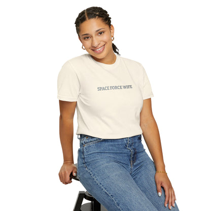 Space Force Wife Embroidered T-Shirt — Military Spouse Tee
