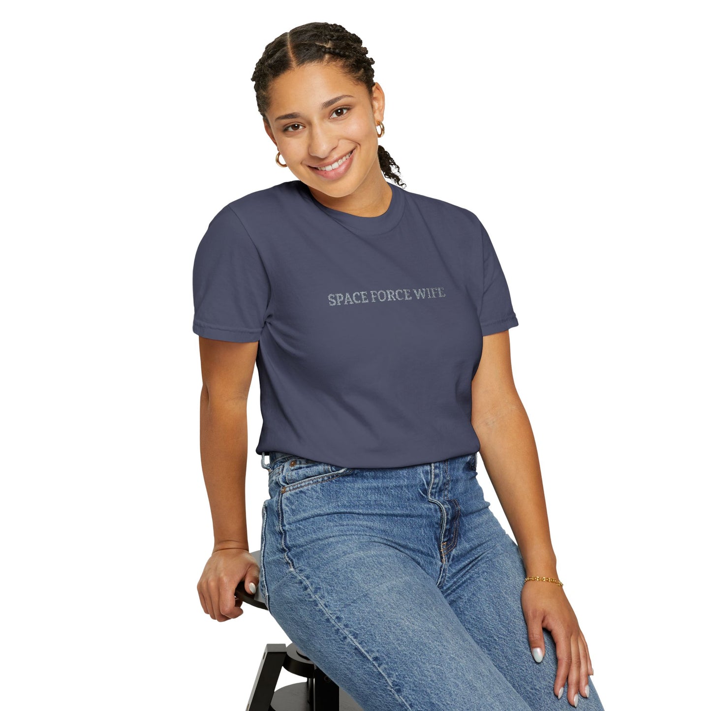 Space Force Wife Embroidered T-Shirt — Military Spouse Tee