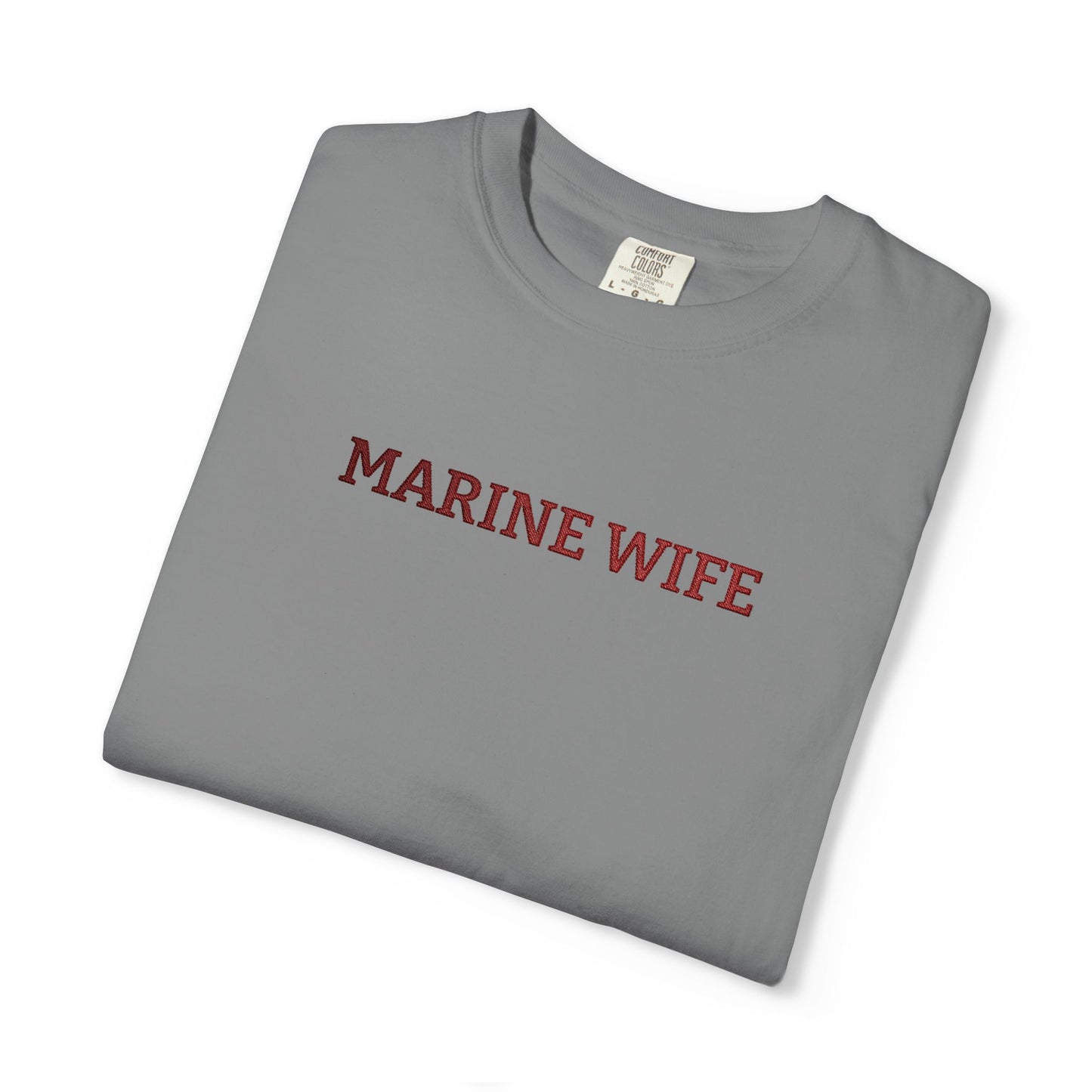 Marine Wife Embroidered T-Shirt — Military Spouse Tee