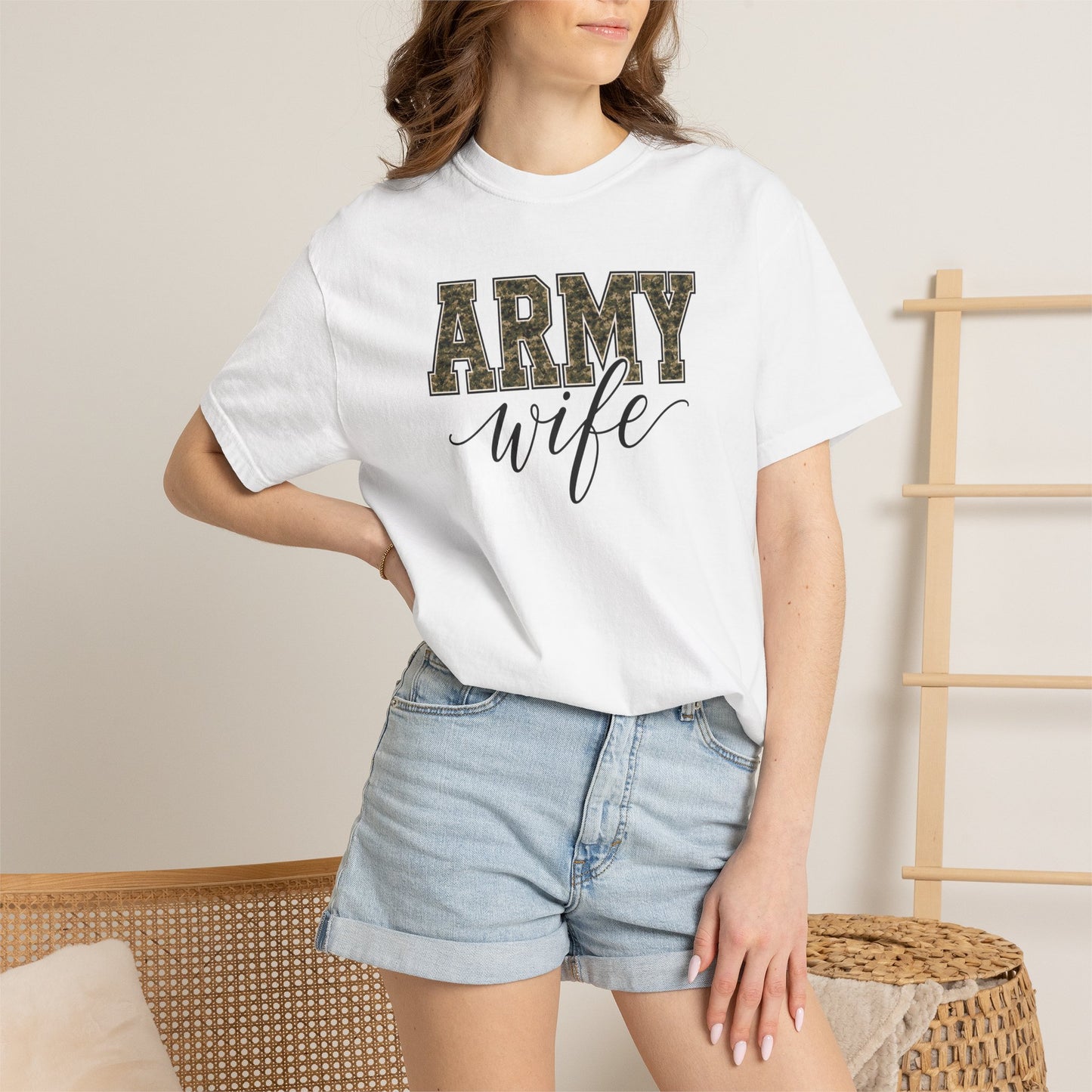 Army Wife T-Shirt - Camo Print Military Spouse Tee