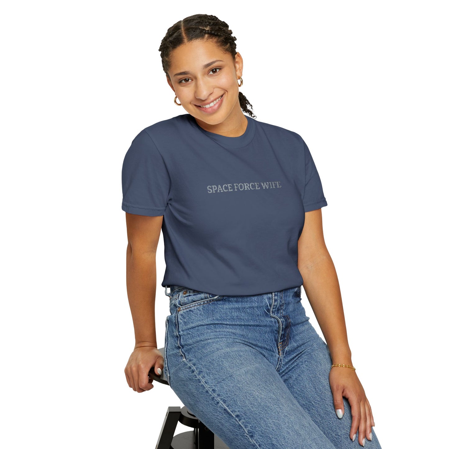 Space Force Wife Embroidered T-Shirt — Military Spouse Tee