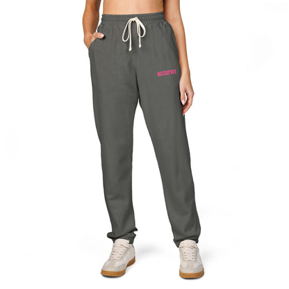 Military Wife Pink Lettering Fleece Sweatpants