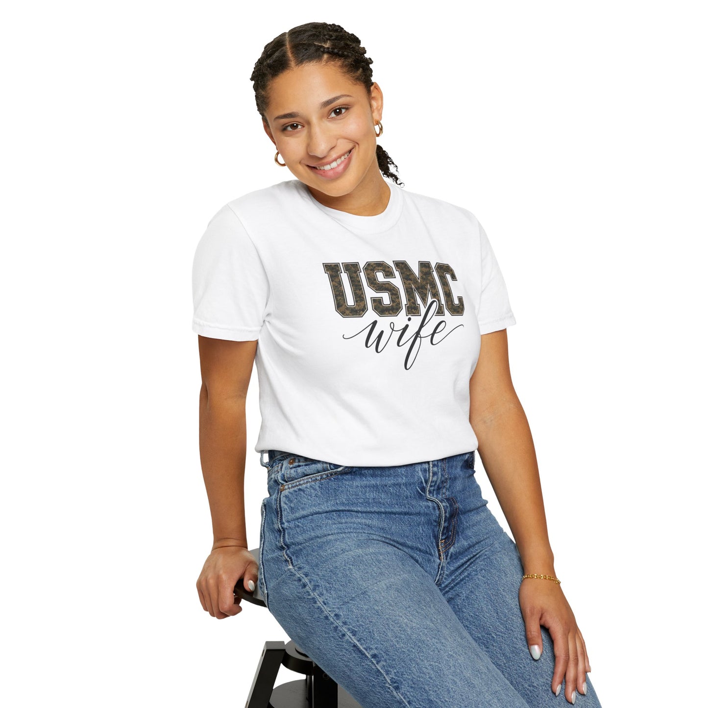 USMC Wife T-Shirt - Camo Print Military Spouse Tee