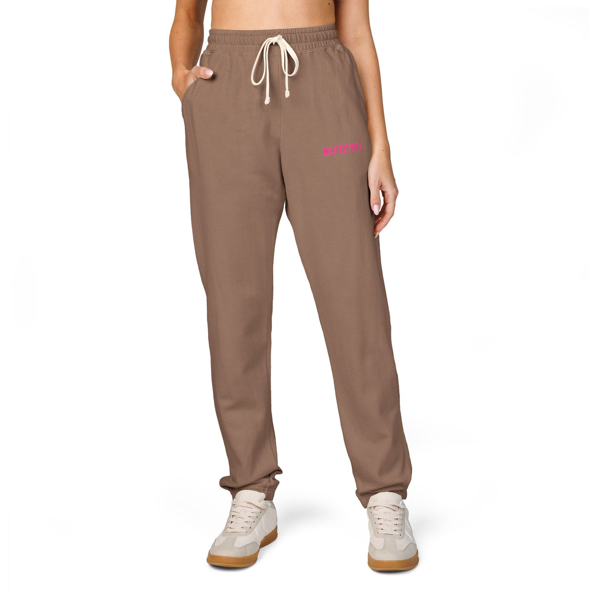 Military Wife Pink Lettering Fleece Sweatpants
