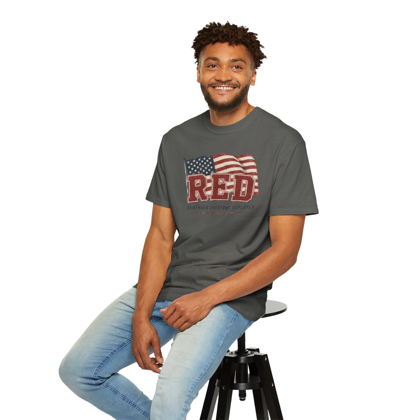 RED “Remember Everyone Deployed” T-Shirt — American Flag Patriotic Tee