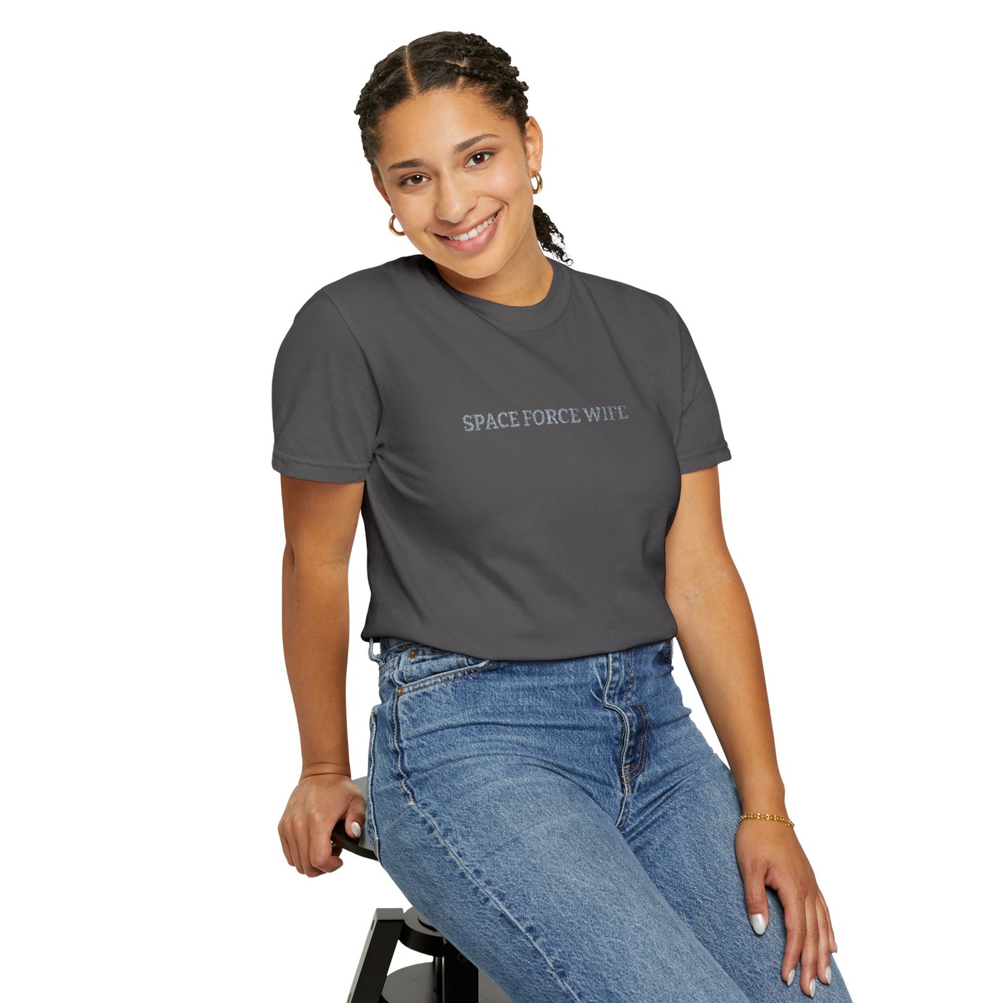 Space Force Wife Embroidered T-Shirt — Military Spouse Tee