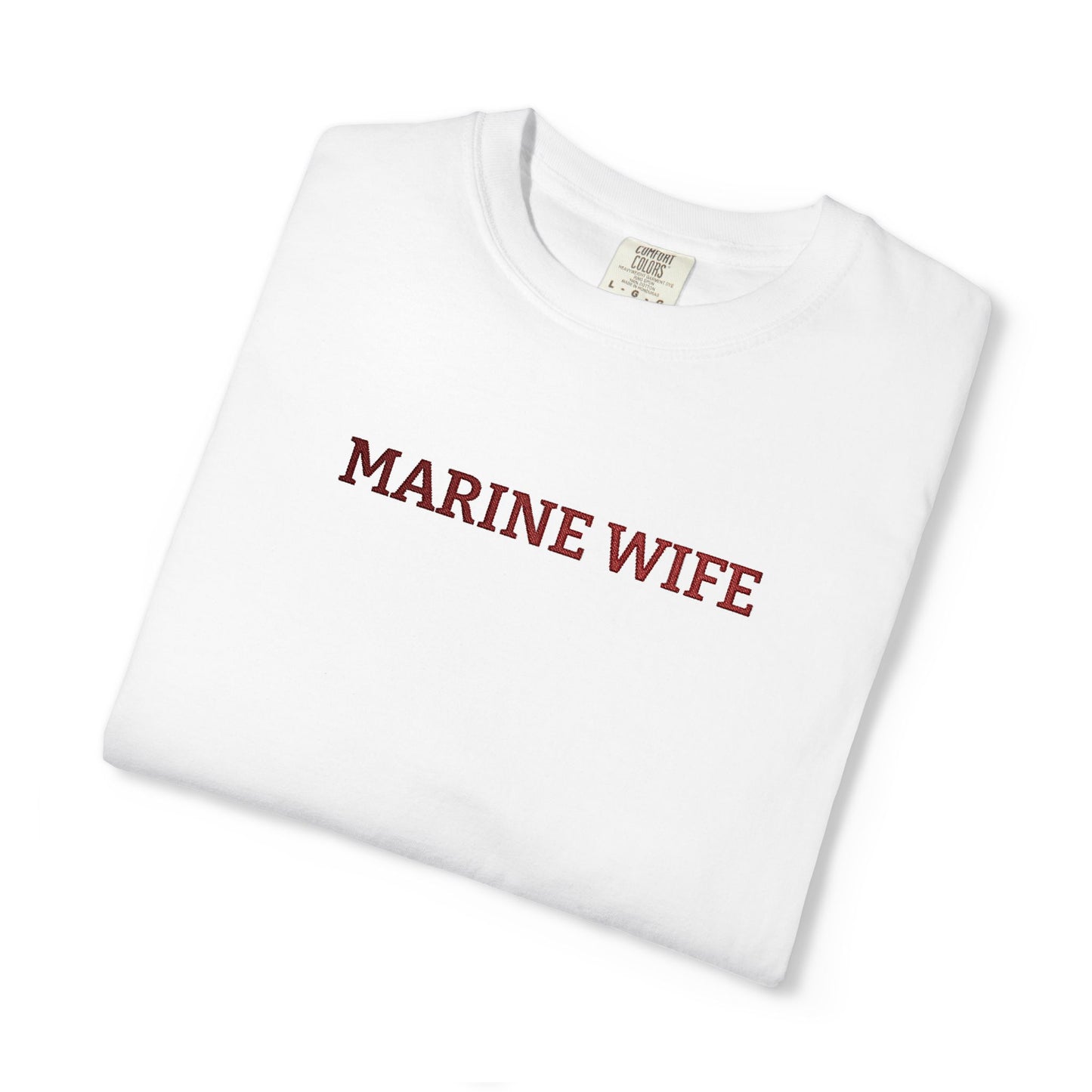 Marine Wife Embroidered T-Shirt — Military Spouse Tee